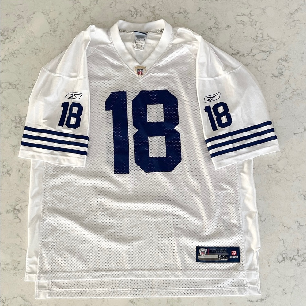 White and Blue “Manning” Vintage Sewn Football Jersey